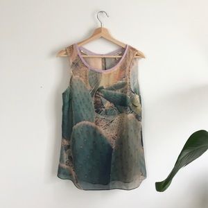 Green Scotch & Soda Tank Top cactus print, SZ 2 M